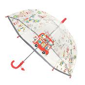 Parapluie cloche transparent enfant - Voyage -  Bordure réflechissante pour être visible la nuit