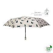 Parapluie automatique pliant et écologique pour femme - Résistant au vent - Chat noir
