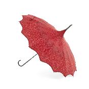 Parapluie long pour femme - Parapluie pagode - Bord festonné rouge