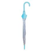Parapluie droit ouverture automatique - Transparent avec bordure bleue ciel