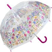 Parapluie transparent cloche - avec bordure fleurs