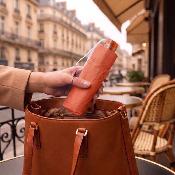 Parapluie pliant carré pour femmes - Grande toile de 102 cm - Résistant au vent - Adapté à 2 personnes - Pêche corail