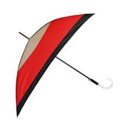 Parapluie droit - ouverture automatique - rouge & beige bordure noire