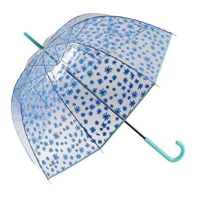Parapluie cloche femme transparent - résistant au vent - Fleurs bleues