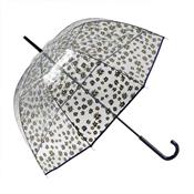 Parapluie cloche femme transparent - résistant au vent - Fleurs grises