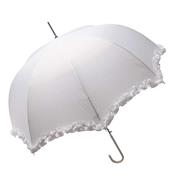 Parapluie long - Ouverture automatique - Avec des froufrous - Blanc