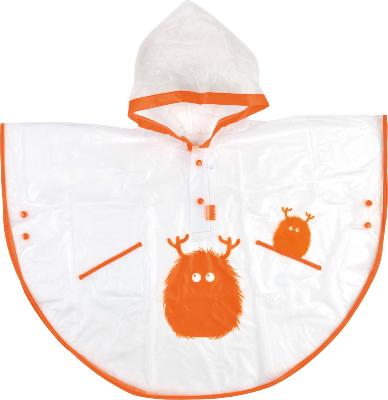 Poncho de pluie transparent et orange pour enfants de 4 à 6 ans - 74 cm de largeur et 55cm de hauteur - avec sac assorti - Orange