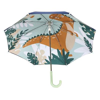 Parapluie long pour enfants - Intérieur imprimé - Vert - Dinosaure
