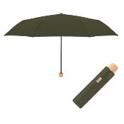 Parapluie pliant et écologique - Fait de plastique recyclé - Ouverture manuelle - Large protection 92 cm - Olive profonde