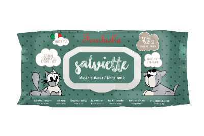 Ferribiella – Lingettes Musc Blanc pour Chiens et Chats pour Un Pelage Propre et Parfumé – Boîte De 12 – 40 Lingettes – Sans Rinçage