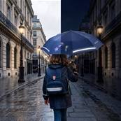 Mini parapluie pour enfants - Léger et compact - Avec bande réfléchissante - Étoile bleue