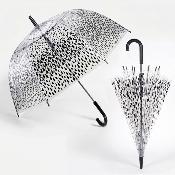 Parapluie cage à oiseaux transparent pour femme - Système d'ouverture automatique - Noir Gouttes