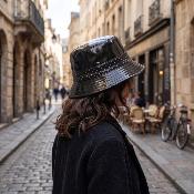Chapeau de pluie pour femme - Imperméable - Noir à pois