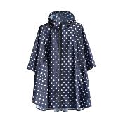 Imperméable femme – Bleu à pois blancs – Grandes poches, cordon de serrage élastique à l'encolure et sac de rangement