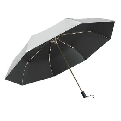 Parapluie pliant pour femme - Parapluie à trois volets - Revêtement Titanium Silver - Intérieur noir