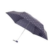 Mini parapluie pour femme - Parapluie léger et compact - Bleu à pois blancs - Pochette en sac