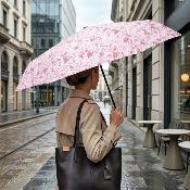 Mini Parapluie de Poche pour Femmes - Parapluie Plat Ultra Léger et Ultra Compact - Rose pastel