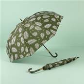 Parapluie long automatique - Poignée recyclable - Protection solaire UVP50+ - Résistant au vent - Motif botanique - Vert