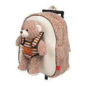 Sac à dos Teddy Bear avec trolley pour enfants - Ours en peluche amovible - Bretelles réglables et souples - Sac d'école mignon - Taille unique