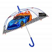 Parapluie transparent cloche pour enfant - Bordure réfléchissante pour une meilleure visibilité la nuit - Parapluie garçon - Voiture de course