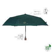 Mini parapluie pliant et écologique pour homme - Avec manche en bois - Système d'ouverture automatique - Vert
