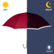 Parapluie long pour femme - Ouverture automatique - Protection Extra Large 112 cm - Bordure réfléchissante - Motif à carreaux rouge