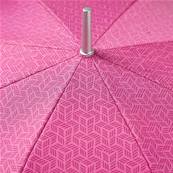 Grand parapluie automatique - Résistant au vent - Poignée incurvée - Motif géométrique - Rose