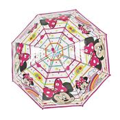 Parapluie cloche transparente pour fille - Minnie - Parapluie Disney - Résiste au vent - Poignée Fushia