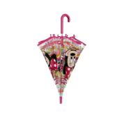 Parapluie cloche transparente pour fille - Minnie - Parapluie Disney - Résiste au vent - Poignée Fushia