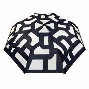 Parapluie pliant pour femme - Ouverture et fermeture automatiques - Résistant au vent - Poignée en bois d'érable - Graphique - Noir
