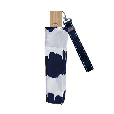 Parapluie pliant pour femme - Système d'ouverture et de fermeture automatique - Résistant au vent - Poignée en bois d'érable - Motif marinière