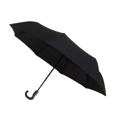 Parapluie pliant et écologique pour femmes et hommes - Ouverture et fermeture automatiques - 8 baleines en fibre de verre - Poignée incurvée en caoutchouc - Noir