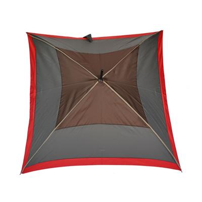 Parapluie droit - ouverture automatique - gris & marron bordure rouge