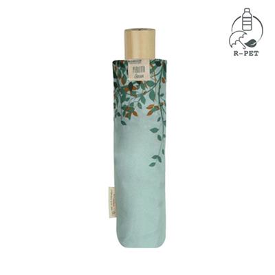 Parapluie pliant et écologique pour femme - Ouverture manuelle - Large protection 97 cm - Vert avec Bordure à fleurs - reduced