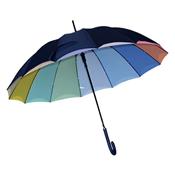 Parapluie long femme - Made in France - Double toile - Ouverture automatique - Bleu marine et intérieur arc en ciel