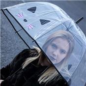 Parapluie cloche transparent automatique - Tête de chat