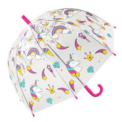 Parapluie cloche transparente enfant - Imprimé licornes multicolores