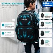 Sac à dos scolaire Annox NextGen - 31 x 19 x 46 cm - 38 L - Noir/Sarcelle
