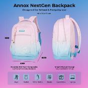 Sac à dos scolaire Annox NextGen - 30 x 19 x 46 cm - 26 L - Bleu/Rose