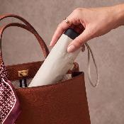 Mini parapluie pliant pour femmes - Ultra-léger et compact - Résistant au vent - Beige