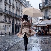 Mini parapluie pliant pour femmes - Ultra-léger et compact - Résistant au vent - Beige