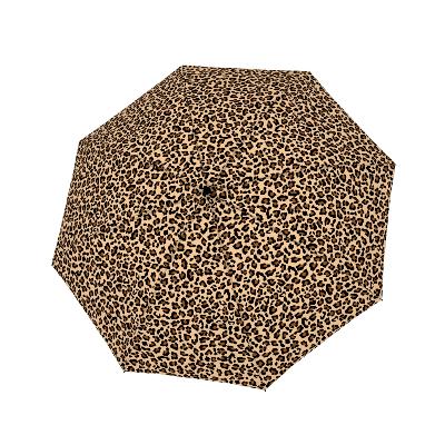 Parapluie long à poignée courbée - Système d'ouverture automatique - Imprimé léopard