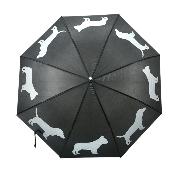 Parapluie automatique long - Protection extra large de 104 cm - Noir avec imprimé chien réfléchissant