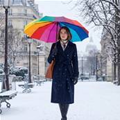 Mini parapluie pliant - Poignée à bouton - Résistant au vent - Arc-en-ciel