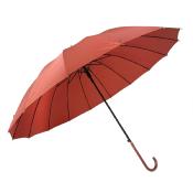 Parapluie long - Poignée courbée pour femme - 16 baleines - Rouge brique