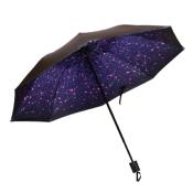 Parapluie Mini et compact pour femme - Noir avec ciel constellation à l'intérieur
