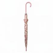 Parapluie long pour femme - Ouverture automatique - Feuilles roses