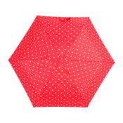 Mini parapluie pour femme - Parapluie léger et compact - Rouge à pois blancs - Pochette en sac