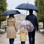 Parapluie Cloche Transparent pour Enfant - Système d'ouverture Automatique - Transparent Avec Poignée Violette - Chat