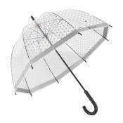 Parapluie transparent - cloche - Imprimé gouttes de pluie - Bordure grise